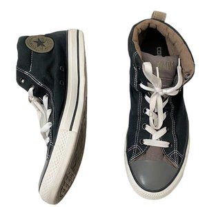 Mens Converse All Star Chuck Taylor Size10 Black grey Canvas Leather Hi …